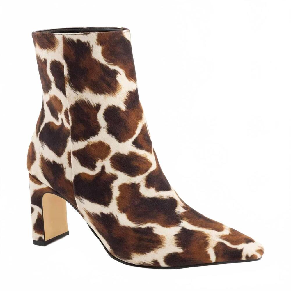 NEW ANDREA women's animal print ankle boot in brown